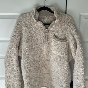 Aerie Soft Fleece Sherpa Quarter Zip - size large